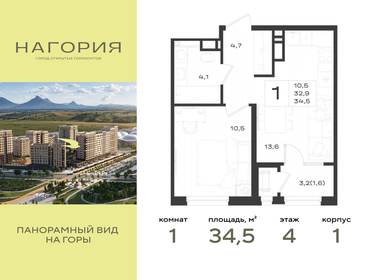 Квартира 34,5 м², 1-комнатная - изображение 1
