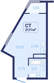 Квартира 21,1 м², студия - изображение 1