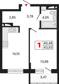 Квартира 43,9 м², 1-комнатная - изображение 1