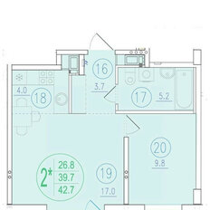 Квартира 42,7 м², 2-комнатная - изображение 1
