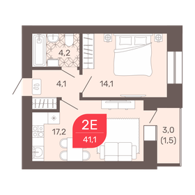 Квартира 41,1 м², 2-комнатная - изображение 1