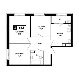 Квартира 66,1 м², 3-комнатная - изображение 1