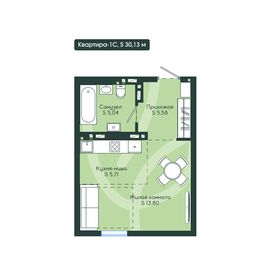 Квартира 30,1 м², 1-комнатная - изображение 2