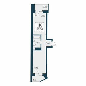 Квартира 50,2 м², 1-комнатная - изображение 1