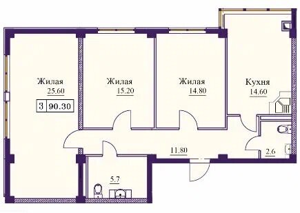 90,3 м², 3-комнатная квартира 9 481 500 ₽ - изображение 46