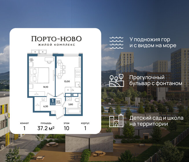 37,2 м², 1-комнатная квартира 6 315 481 ₽ - изображение 1