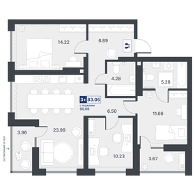 Квартира 83,1 м², 3-комнатная - изображение 1
