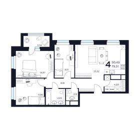 Квартира 79,5 м², 4-комнатная - изображение 1