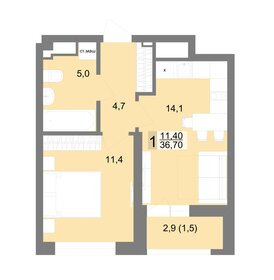 Квартира 36,7 м², 1-комнатная - изображение 1