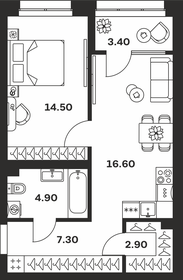 Квартира 49,6 м², 1-комнатная - изображение 1