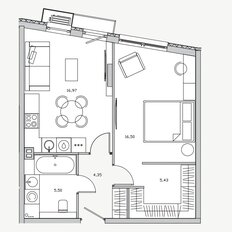 Квартира 49 м², 1-комнатная - изображение 2