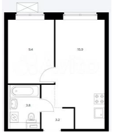 Квартира 32,3 м², 1-комнатная - изображение 1