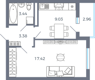 Квартира 34,8 м², 1-комнатная - изображение 1