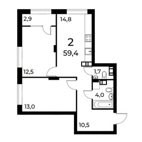 Квартира 59,4 м², 2-комнатная - изображение 1