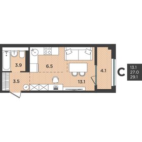 Квартира 29,1 м², студия - изображение 1
