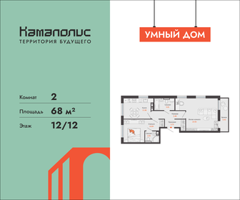 Квартира 68 м², 2-комнатная - изображение 1