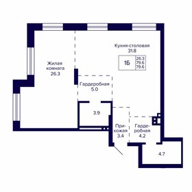 Квартира 79,6 м², 1-комнатная - изображение 1