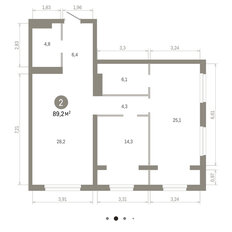 Квартира 89,2 м², 2-комнатная - изображение 4