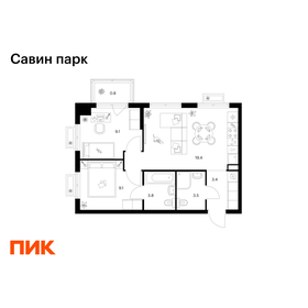 Квартира 49,1 м², 2-комнатная - изображение 1