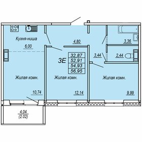 Квартира 54,9 м², 3-комнатная - изображение 1