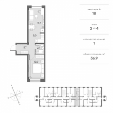 Квартира 36,9 м², 1-комнатная - изображение 1