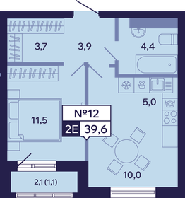 Квартира 39,6 м², 2-комнатная - изображение 1