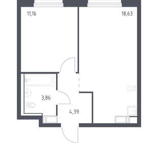 Квартира 38 м², 1-комнатная - изображение 1