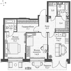 Квартира 78,3 м², 2-комнатная - изображение 3