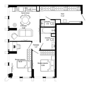 Квартира 65,2 м², 2-комнатная - изображение 2