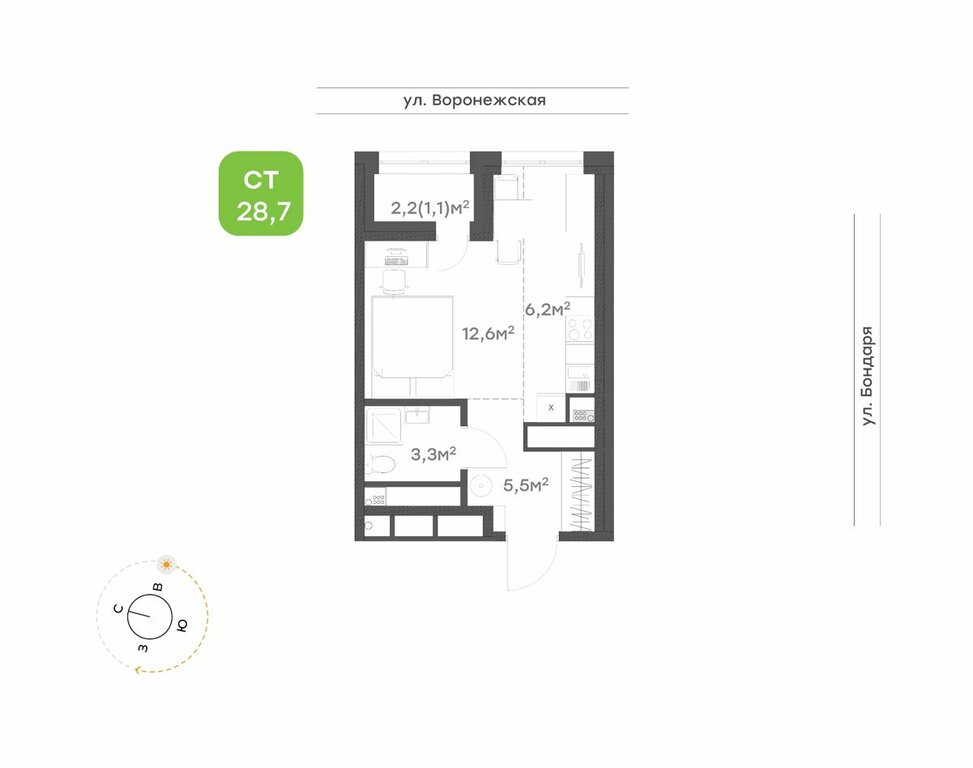 Варианты планировок ЖК Воронежский Бульвар - планировка 2