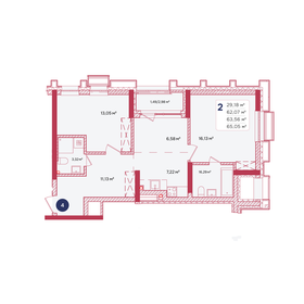 Квартира 63,6 м², 2-комнатная - изображение 1
