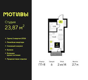 Квартира 23,9 м², студия - изображение 1