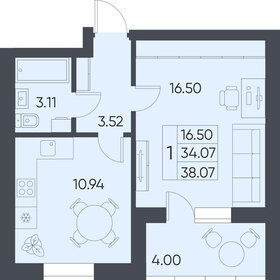 Квартира 38,1 м², 1-комнатная - изображение 1