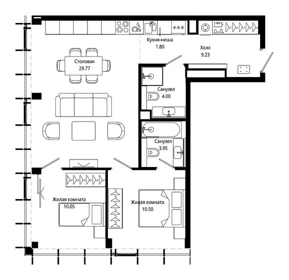 60,2 м², 2-комнатные апартаменты 27 325 664 ₽ - изображение 116