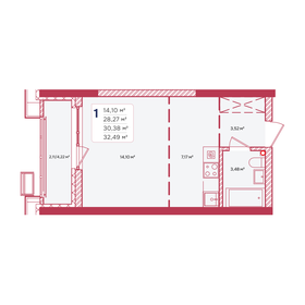 Квартира 30,4 м², 1-комнатная - изображение 1