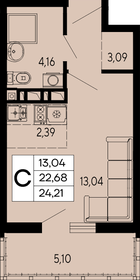 Квартира 24,2 м², студия - изображение 1