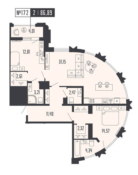 111 м², 2-комнатная квартира 105 809 280 ₽ - изображение 19