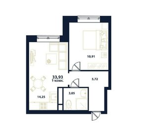Квартира 33,9 м², 1-комнатная - изображение 1