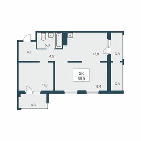 Квартира 68,5 м², 2-комнатная - изображение 1