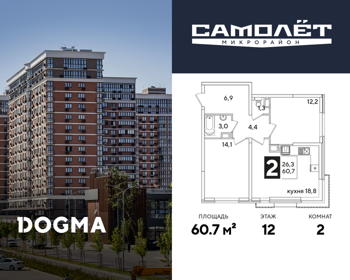 60,7 м², 2-комнатная квартира 9 766 630 ₽ - изображение 46