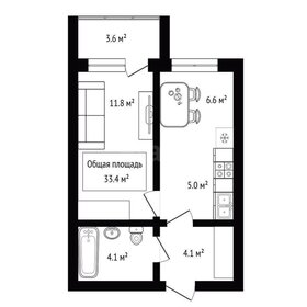 Квартира 33,4 м², 1-комнатная - изображение 1