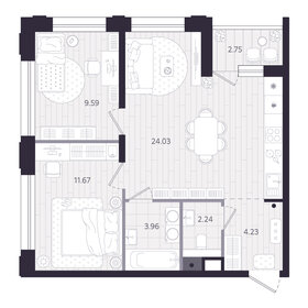 Квартира 57,1 м², 2-комнатная - изображение 1