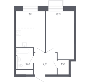 Квартира 33,3 м², 1-комнатная - изображение 1