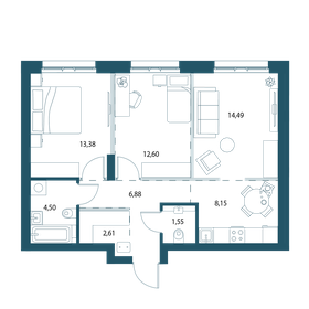 Квартира 64,2 м², 2-комнатная - изображение 1
