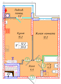 Квартира 39 м², 1-комнатная - изображение 1