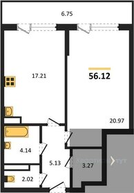 Квартира 56,1 м², 1-комнатная - изображение 1
