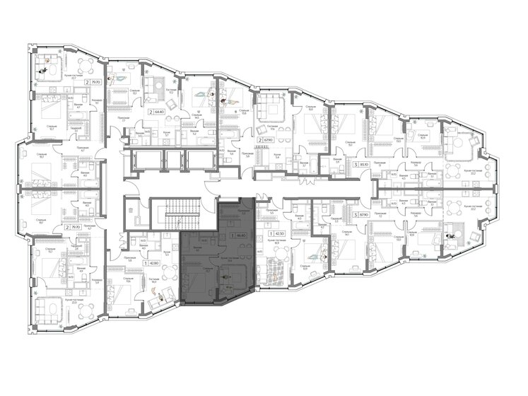 50,9 м², 1-комнатная квартира 21 500 000 ₽ - изображение 106