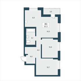 Квартира 65,5 м², 3-комнатная - изображение 1