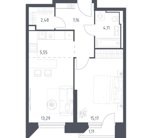 Квартира 48,9 м², 1-комнатные - изображение 1
