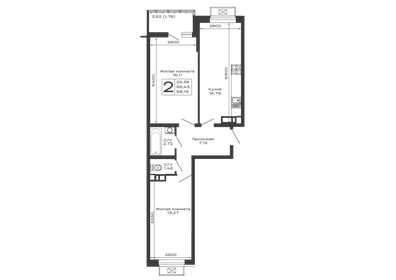 Квартира 58,2 м², 2-комнатная - изображение 1